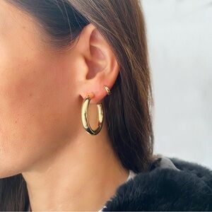 Medium gold small chunky plated Chic Gold Hoop Earrings